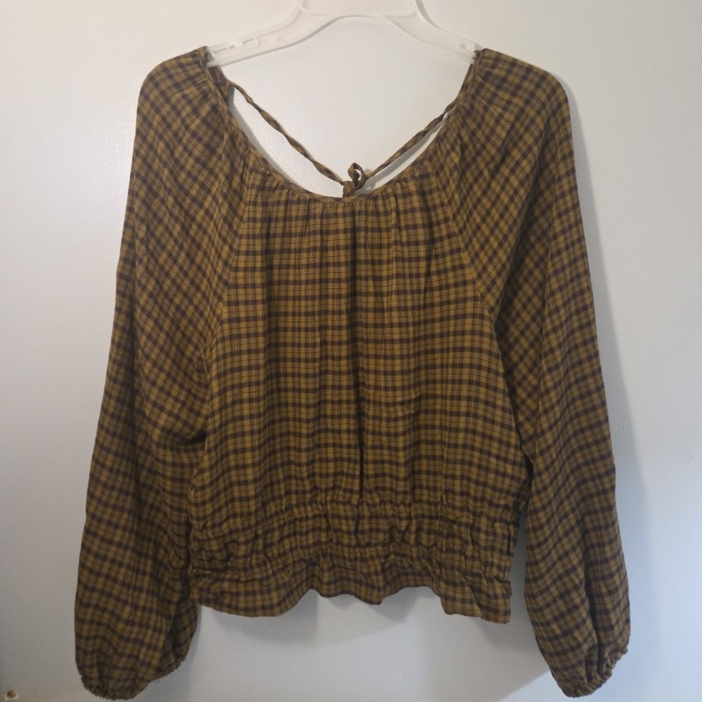 Madewell Gingham Squareneck Puff Sleeve Top Size 6 MC765 - Picture 2 of 12